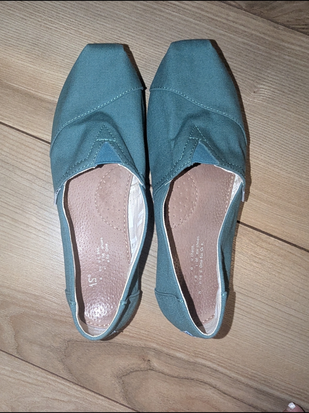 Toms Women's Square-Toe Slip-On Flats in Green Canvas
